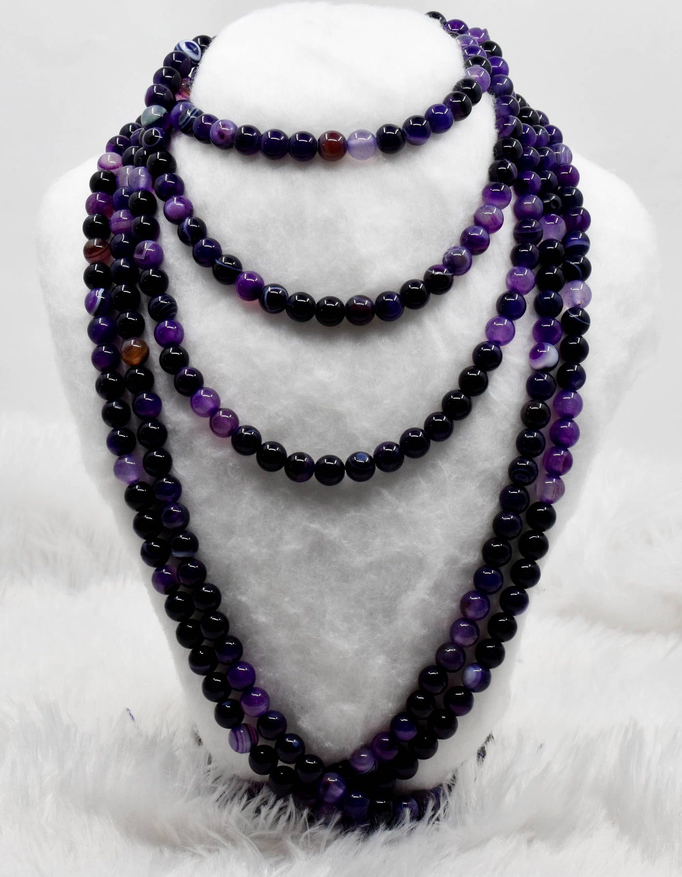 Banded Agate Purple A Grade 4mm, 6mm, 8mm, 10mm, 12mm Round Beads