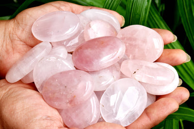 Lot of 25Pcs Rose Quartz Worry Stone, Pocket Palm Stone, Thumb Stone