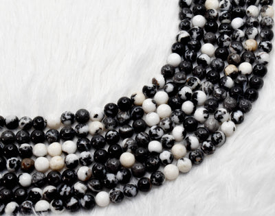 Perles rondes de 4 mm, 6 mm, 8 mm, 10 mm, 12 mm en jaspe zébré noir et blanc AAA 