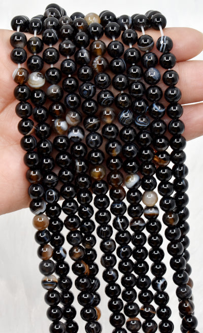 Agate Sulemani noire AAA Grade 6mm, 8mm, 10mm, 12mm, 14mm, 16mm, 18mm, 20mm Perles rondes 