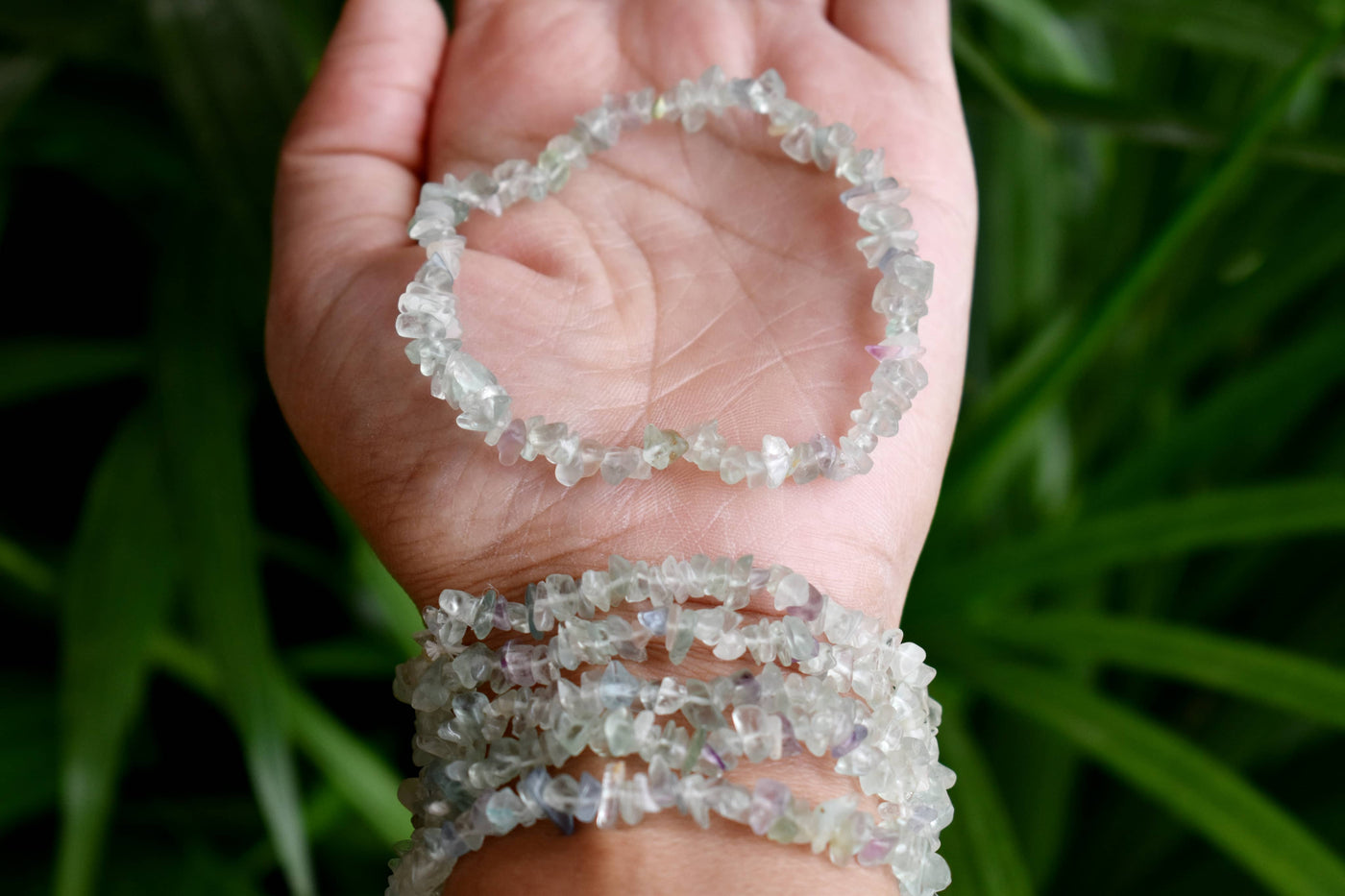 Natural Multi Fluorite Chip Bracelets,  Loose Crystal Gemstone Chip Bracelets ~ Healing Chip Bracelet