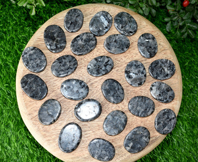 Larvikite Flat Stone, Polished Oval Flat Palm Stones