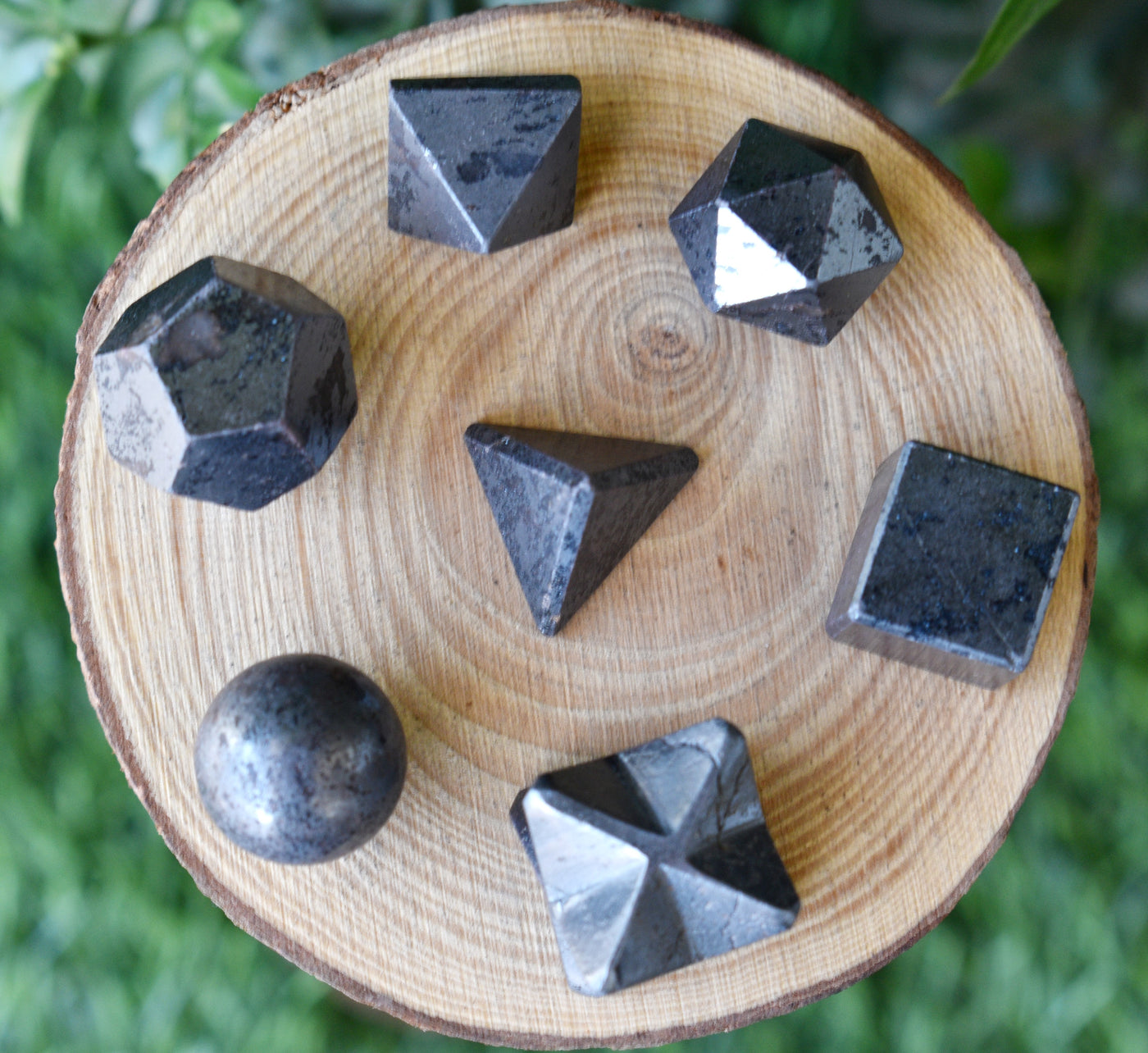 7 pcs Hematite Platonic Solids Sacred Geometric Set