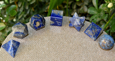 7 pcs Lapis Lazuli Platonic Solids Sacred Geometric Set
