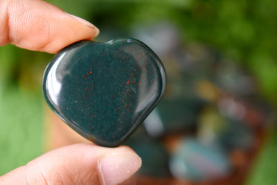 Bloodstone Heart Crystal, Puffy Mini 1 Inch Pocket Crystal Heart