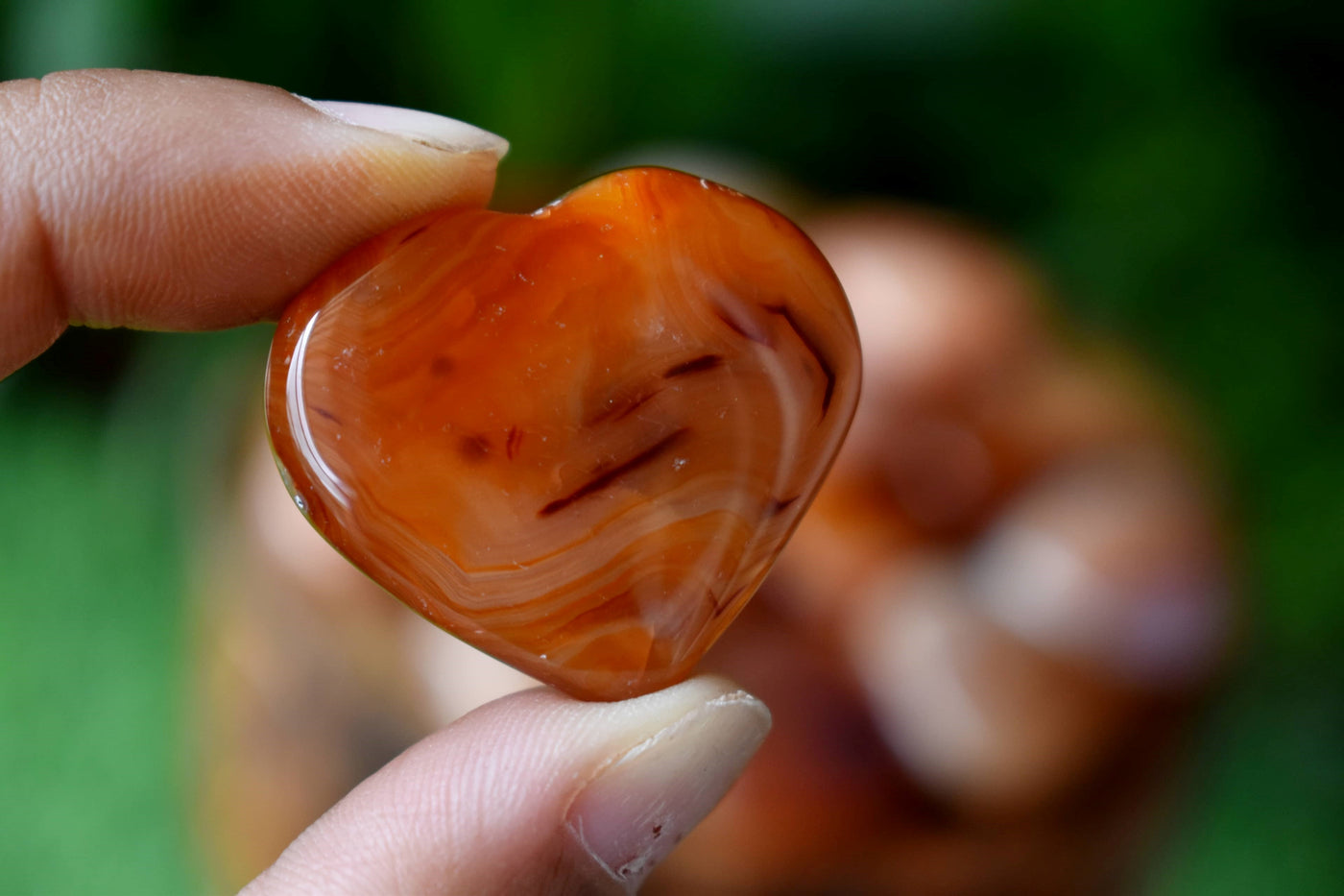 Cristal de coeur de cornaline, mini coeur de cristal de poche gonflé de 1 pouce