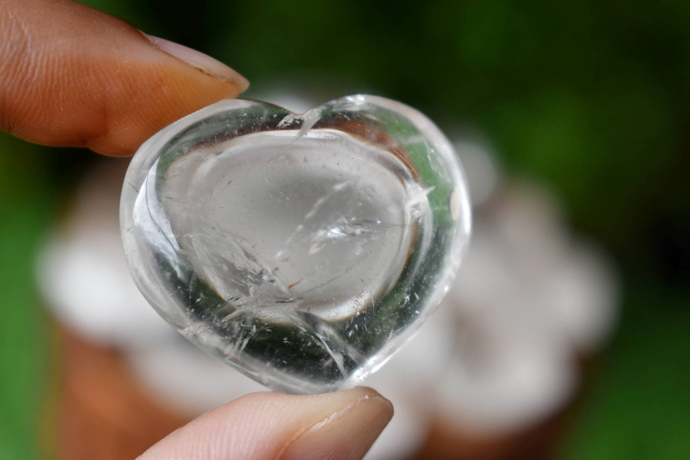 Crystal Quartz Heart Crystal, Puffy Mini 1 Inch Pocket Crystal Heart