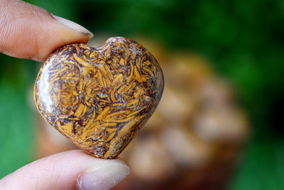 Elephant Jasper Heart Crystal, Puffy Mini 1 Inch Pocket Crystal Heart