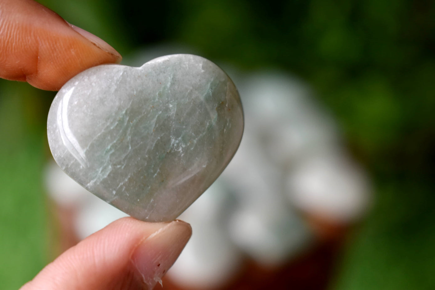 Green Aventurine Heart Crystal, Puffy Mini 1 Inch Pocket Crystal Heart