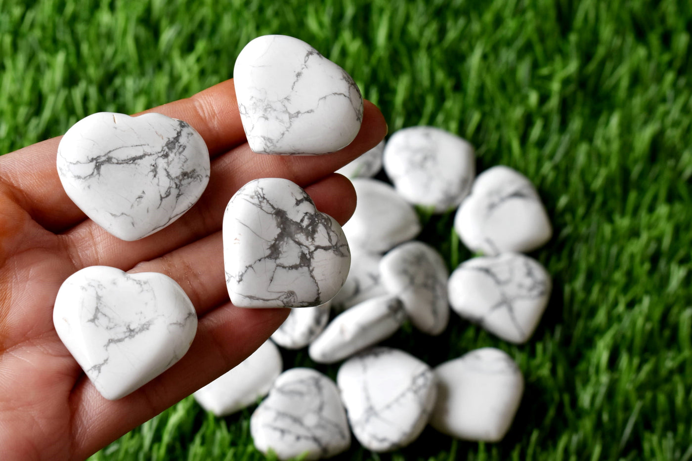 Howlite Heart Crystal, Puffy Mini 1 Inch Pocket Crystal Heart