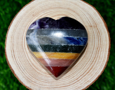 Cristal de cœur Chakra collé poli, cœur de poche de 5,1 cm, grand cœur en cristal gonflé.
