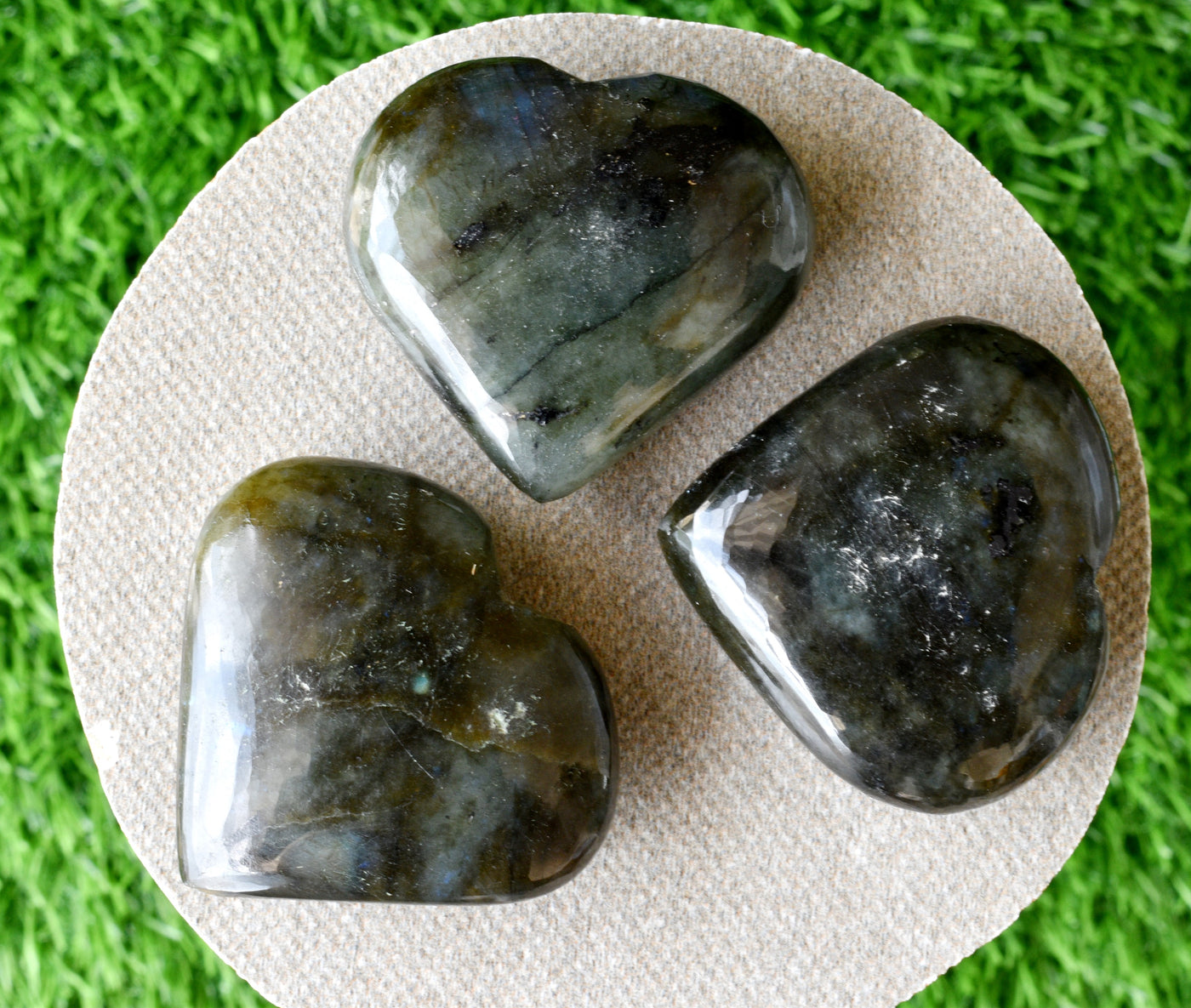 Polished Labradorite Heart Crystal, Puffy Mini 2 Inch Pocket Crystal Heart
