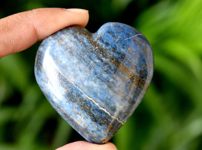 Polished Lapis Lazuli Heart Crystal, Puffy Mini 2 Inch Pocket Crystal Heart