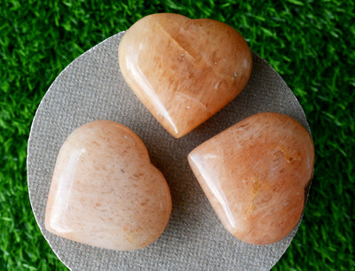 Polished Orange Aventurine Heart Crystal, Puffy Mini 2 Inch Pocket Crystal Heart