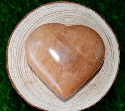 Polished Orange Aventurine Heart Crystal, Puffy Mini 2 Inch Pocket Crystal Heart
