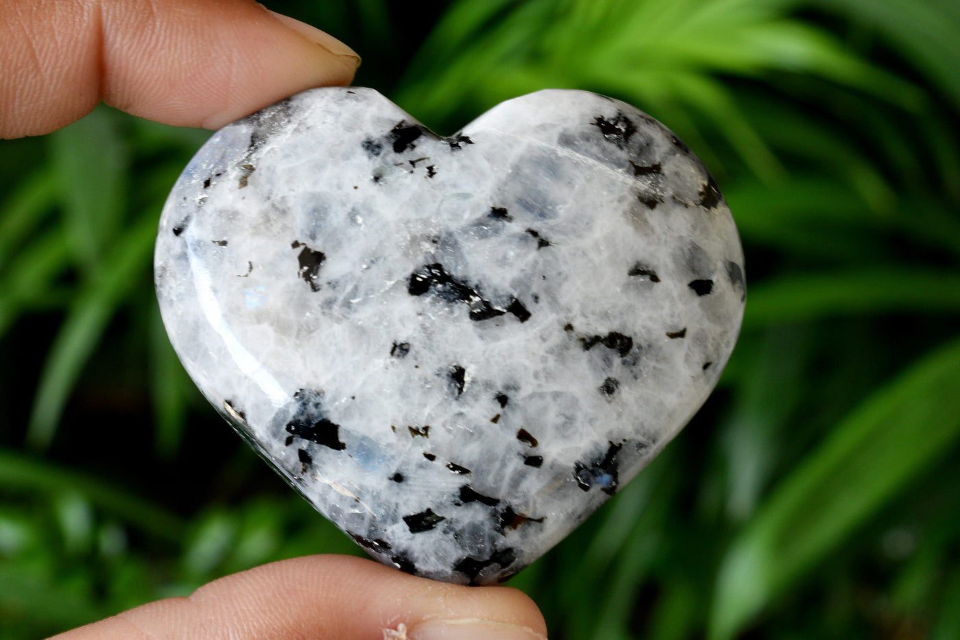 Polished Rainbow Moonstone Heart Crystal, Puffy Mini 2 Inch Pocket Crystal Heart