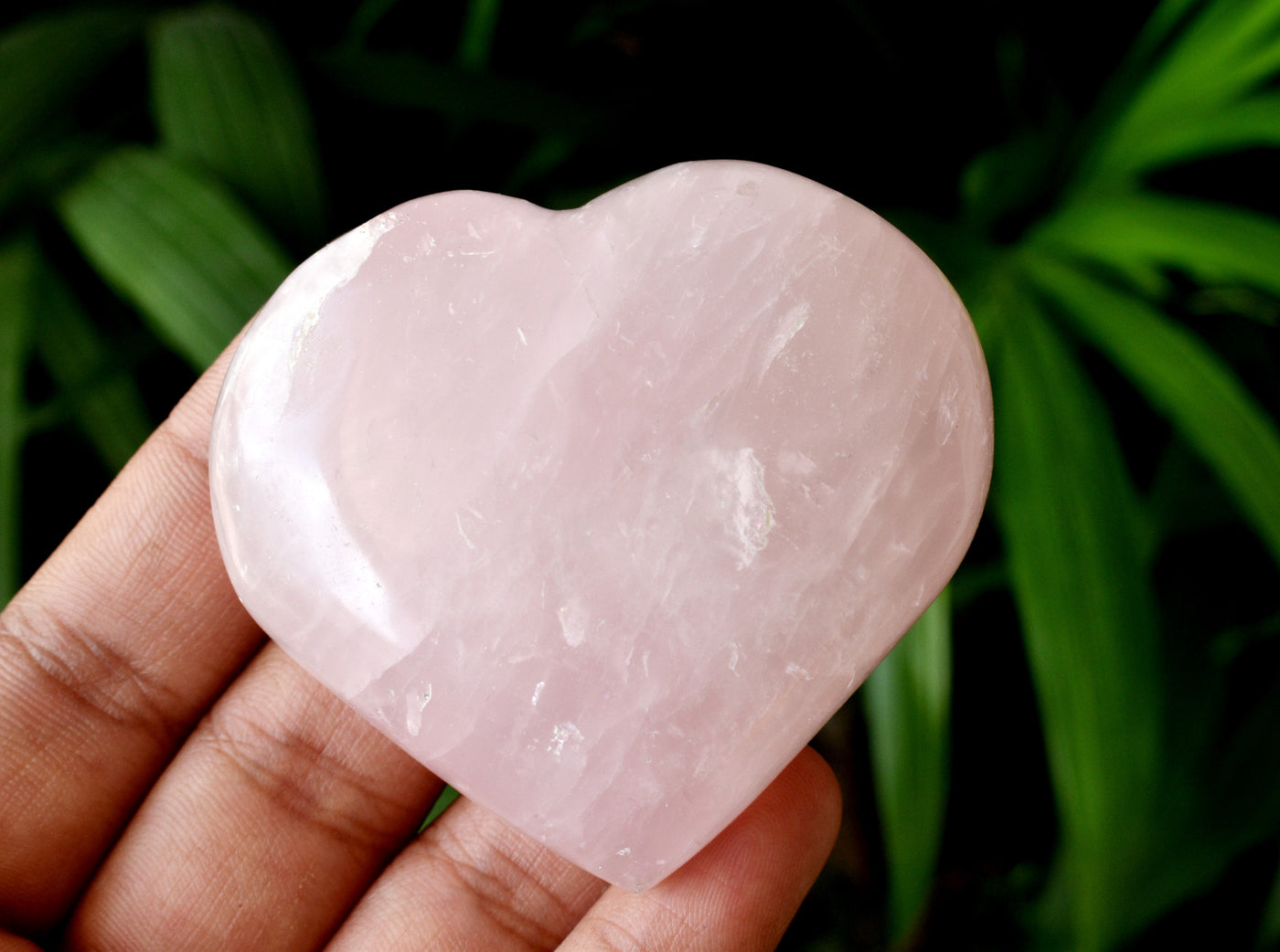 Polished Rose Quartz Heart Crystal, Puffy Mini 2 Inch Pocket Crystal Heart
