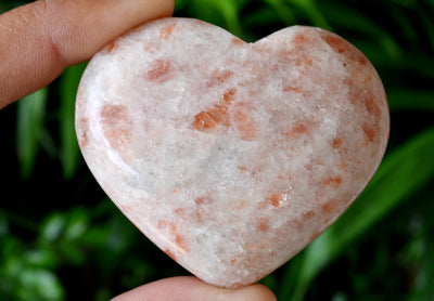 Polished Sunstone Heart Crystal, Puffy Mini 2 Inch Pocket Crystal Heart