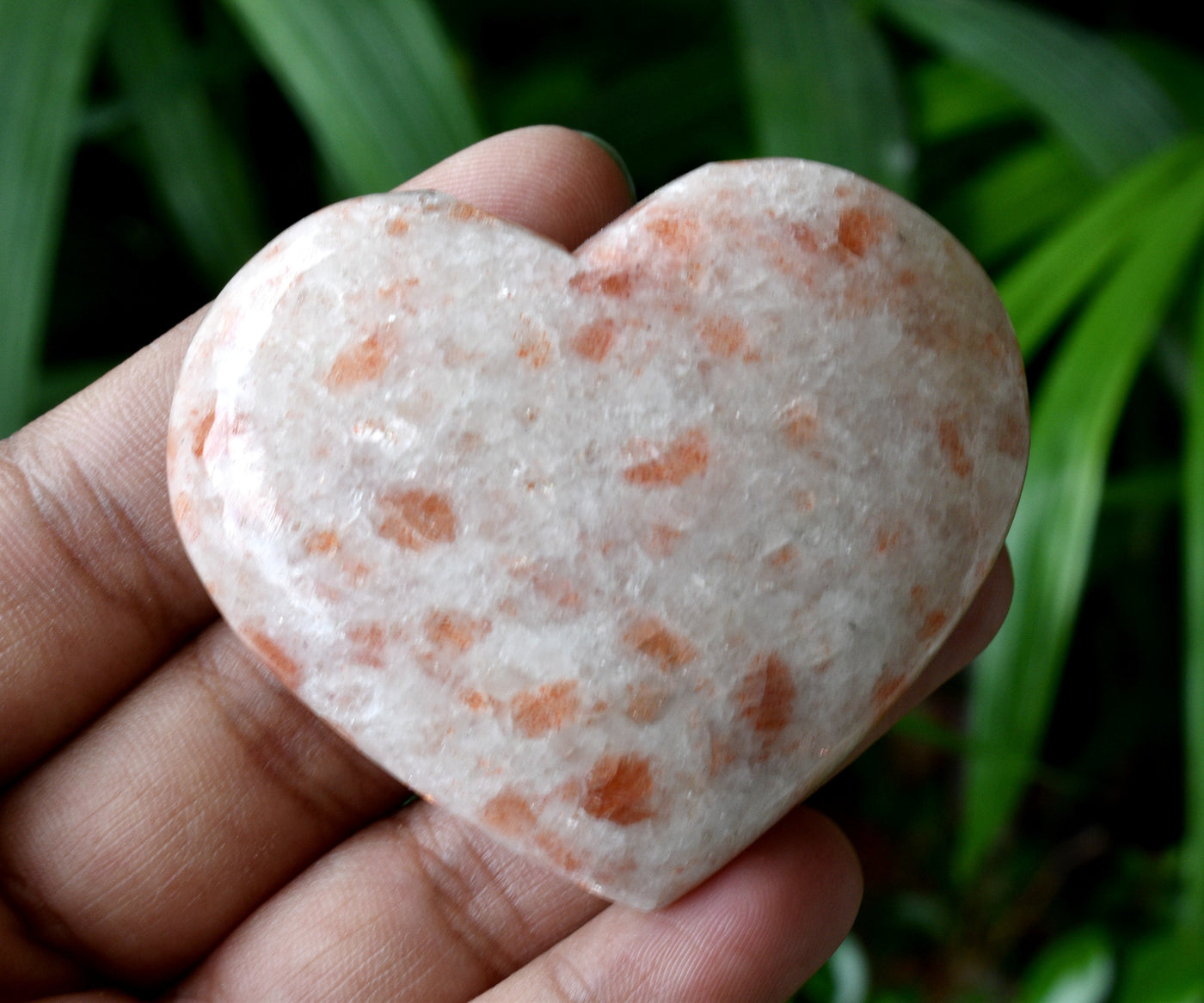 Polished Sunstone Heart Crystal, Puffy Mini 2 Inch Pocket Crystal Heart