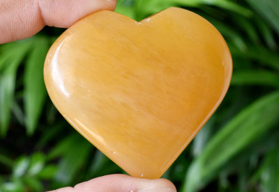 Polished Yellow Aventurine Heart Crystal, Puffy Mini 2 Inch Pocket Crystal Heart