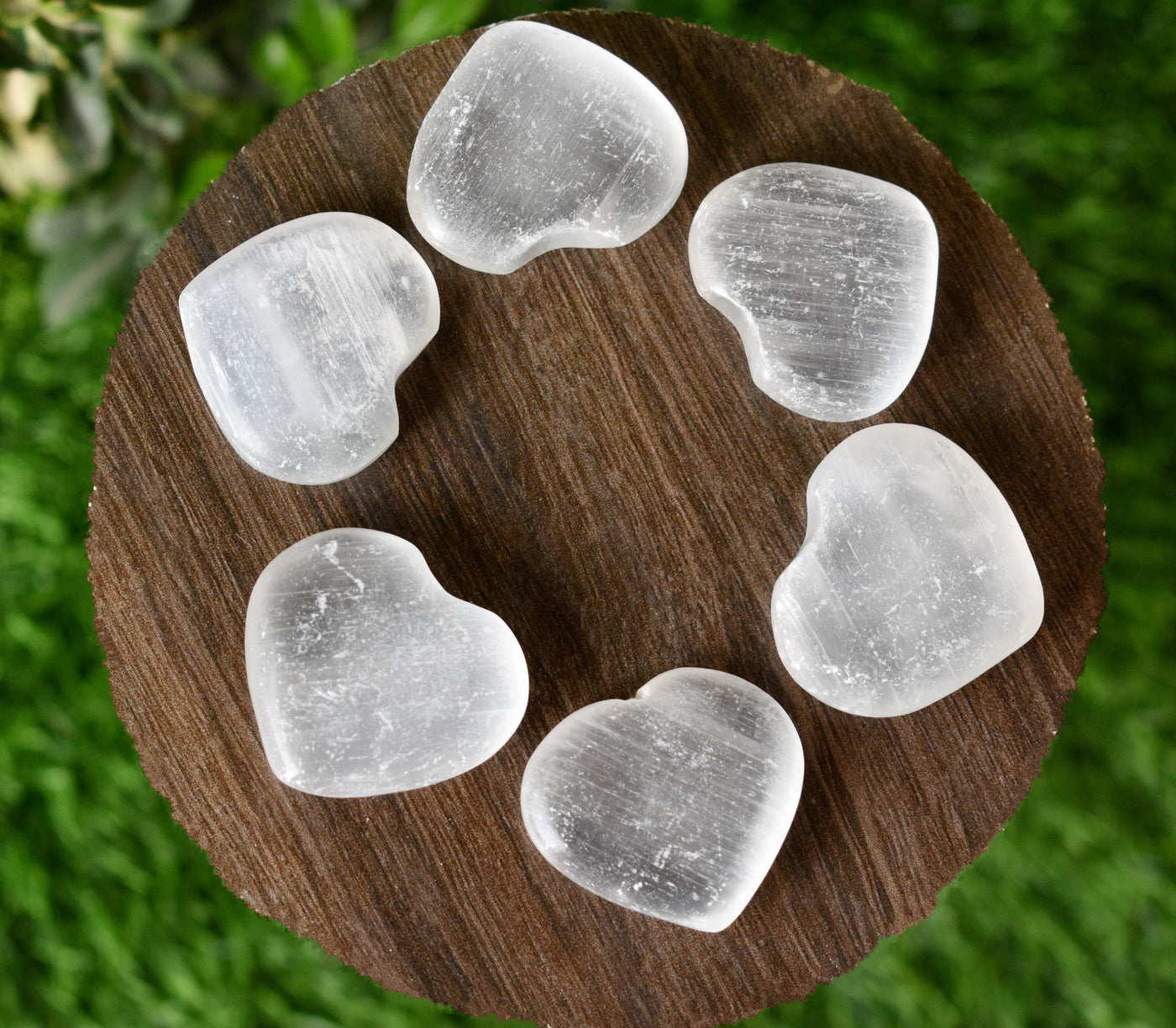 1.5" Selenite Puffy Heart Crystal, Natural Polished Small Pocket palm stone.