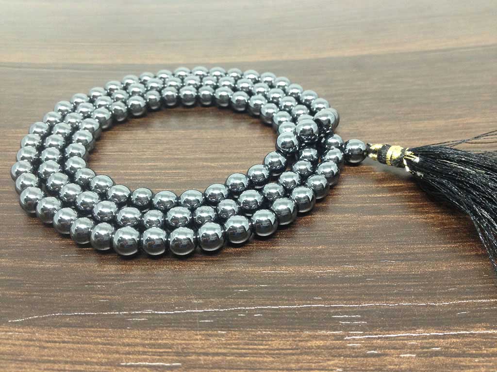 Natural 6mm Hematite Mala With 108 Prayer Beads
