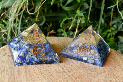Lapis Lazuli Orgone pyramid, Clear Quartz Crystal Pencil