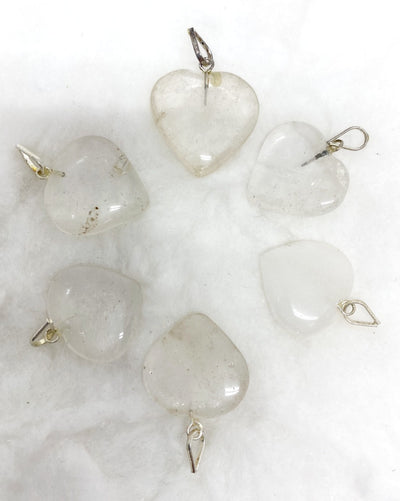 Pendentif coeur en cristal de quartz clair, véritables colliers en forme de coeur, breloques en pierres précieuses polies