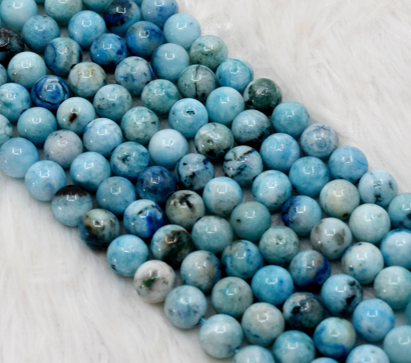 Aragonite A Grade Round Beads-blue color