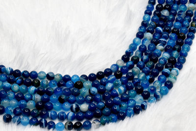 Perles rondes en agate bleue de qualité A