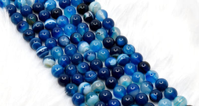 Perles rondes en agate bleue de qualité A