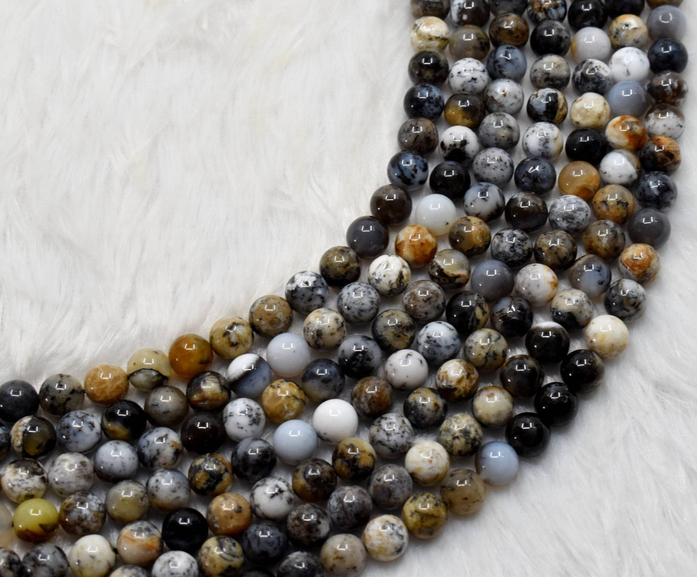 Dendritic Opal Beads, Natural Round Crystal Beads 6mm to 10mm