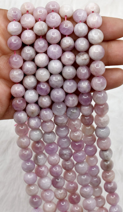 Kunzite Beads, Natural Round Crystal Beads 6mm to 10mm