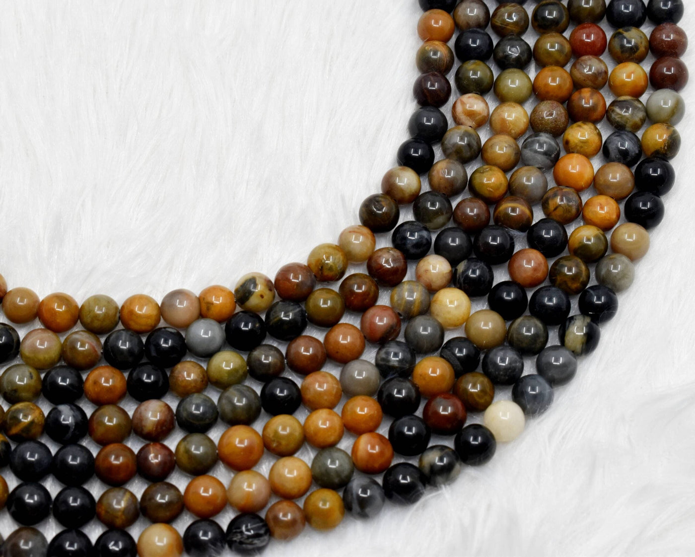 Perles rondes en bois pétrifié A Grade 6mm, 8mm, 10mm