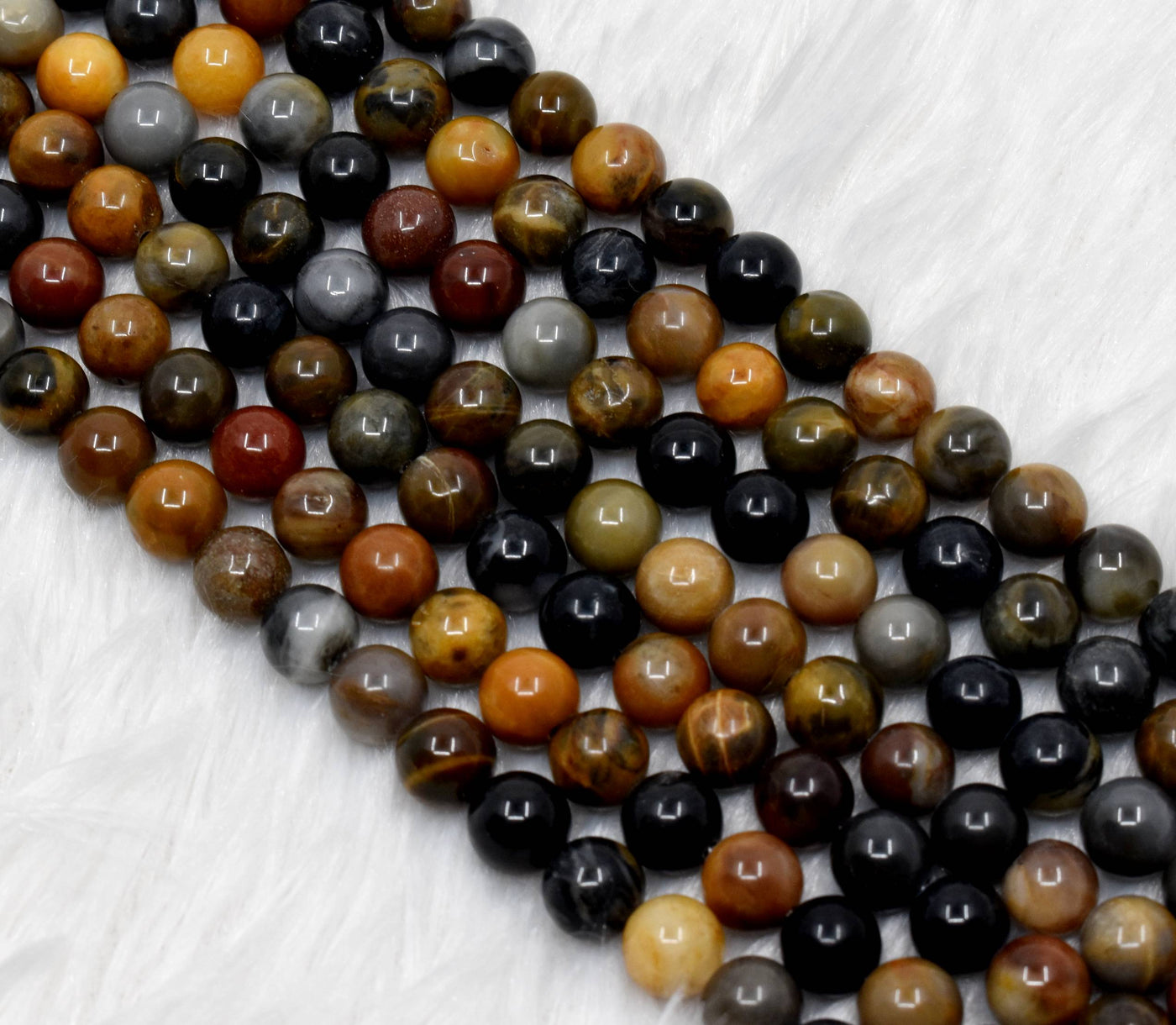 Perles rondes en bois pétrifié A Grade 6mm, 8mm, 10mm