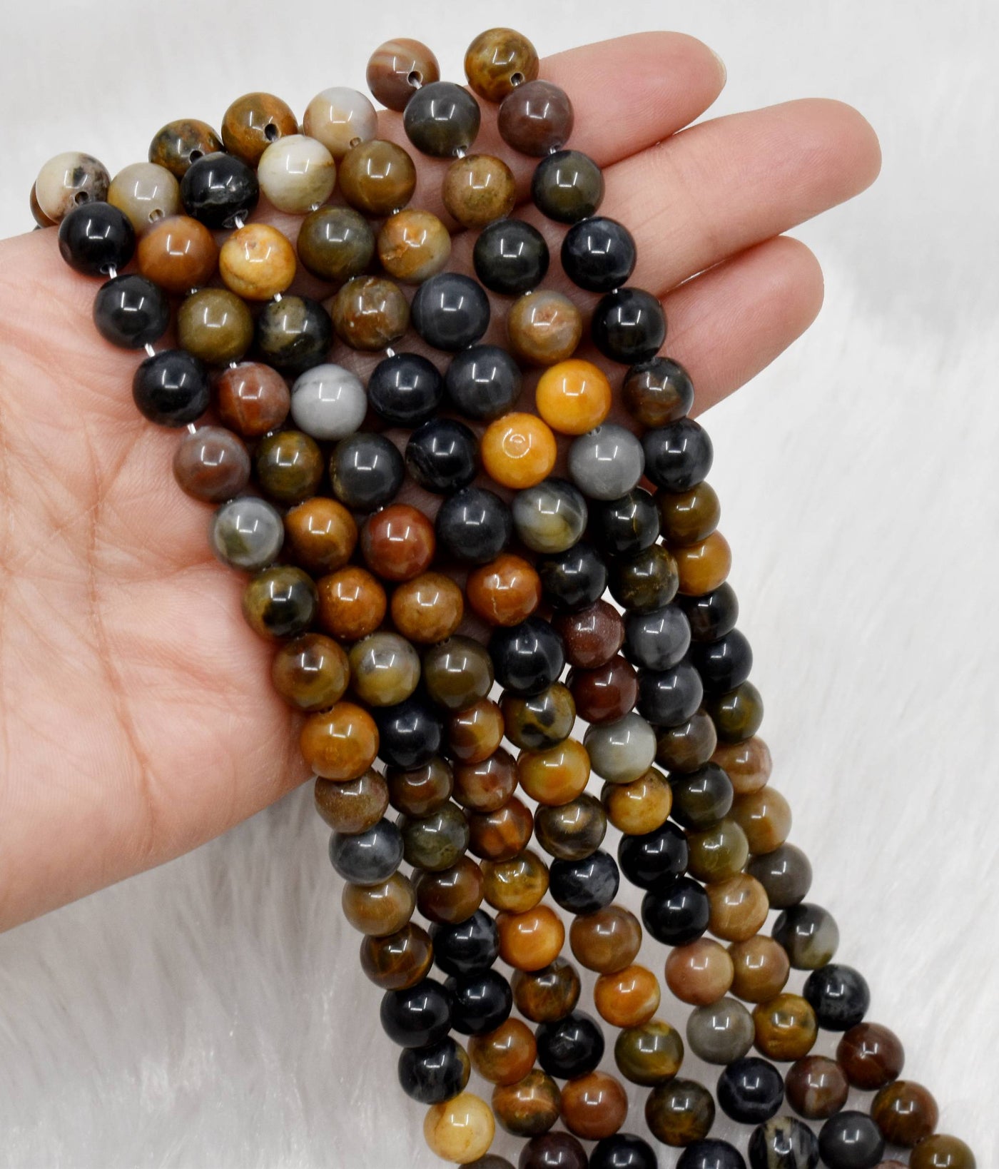 Petrified Wood Beads, Natural Round Crystal Beads 6mm to 10mm