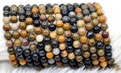 Petrified Wood Beads, Natural Round Crystal Beads 6mm to 10mm