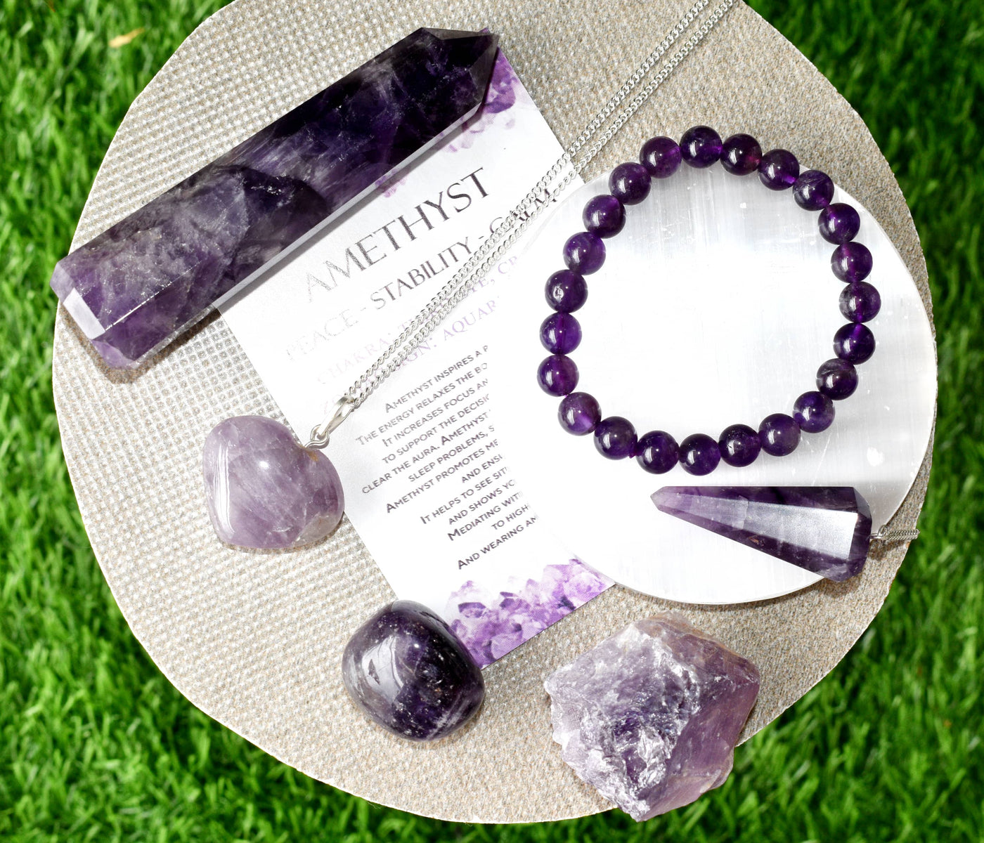 Amethyst Crystal Gift Set For Emotional Support and Protection, Real Polished Gemstones.-Protection, Real Polished Gemstones