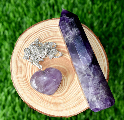 Amethyst Crystal Gift Set For Emotional Support and Protection, Real Polished Gemstones.-This Natural Healing 