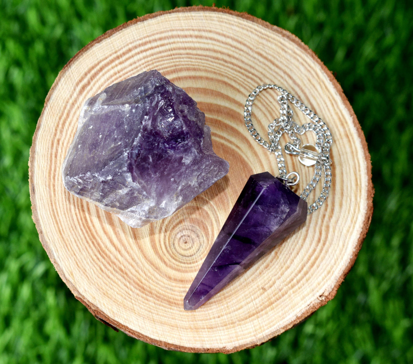 Amethyst Crystal Gift Set For Emotional Support and Protection, Real Polished Gemstones.-One Loket