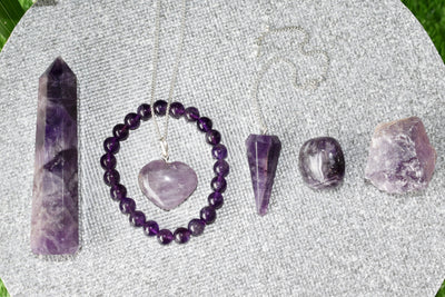 For Emotional Support and Protection, Real Polished Gemstones.-Amethyst Crystal Gift Set 