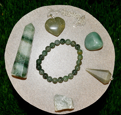Green Aventurine Crystal Gift Set For Emotional Support and Protection, Real Polished Gemstones.
