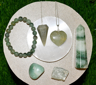 Green Aventurine Crystal Gift Set For Emotional Support and Protection, Real Polished Gemstones.