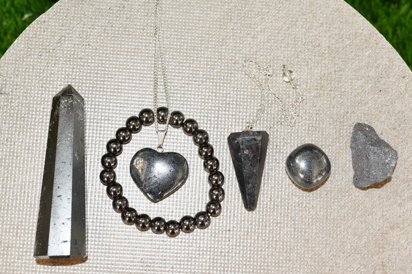 Hematite Crystal Gift Set For Emotional Support and Protection, Real Polished Gemstones.