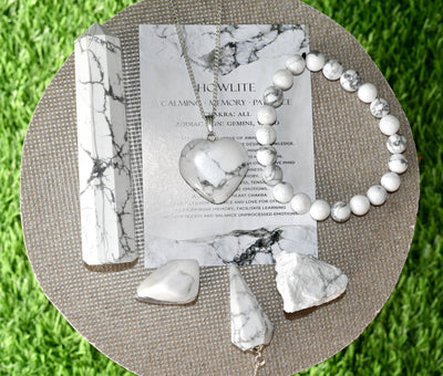Howlite Crystal Gift Set For Emotional Support and Protection, Real Polished Gemstones.