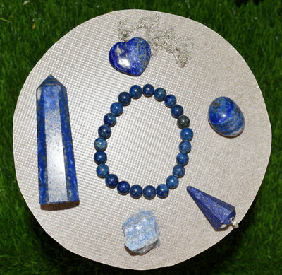 Lapis Lazuli Crystal Gift Set For Emotional Support and Protection, Real Polished Gemstones.