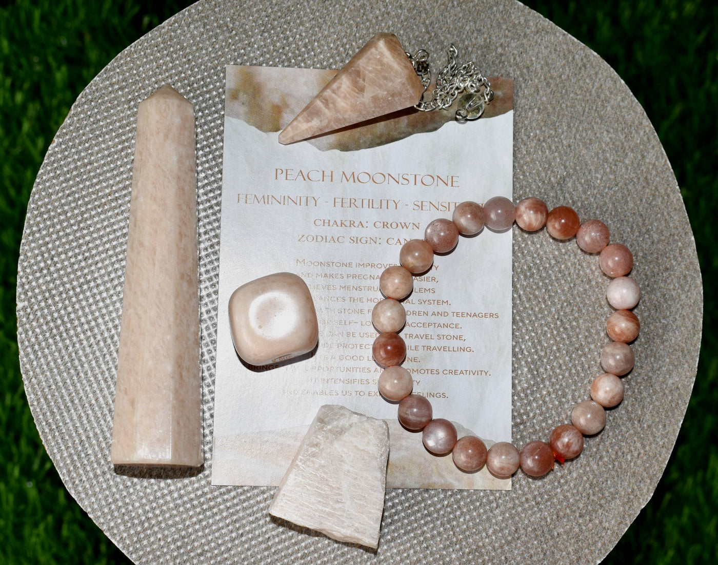 Moonstone Crystal Gift Set For Emotional Support and Protection, Real Polished Gemstones.