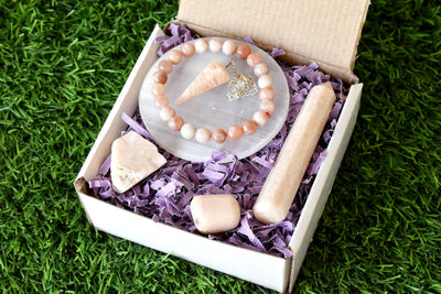 Moonstone Crystal Gift Set For Emotional Support and Protection, Real Polished Gemstones.