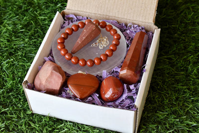 Coffret cadeau en cristal de jaspe rouge pour un soutien et une protection émotionnels, véritables pierres précieuses polies.