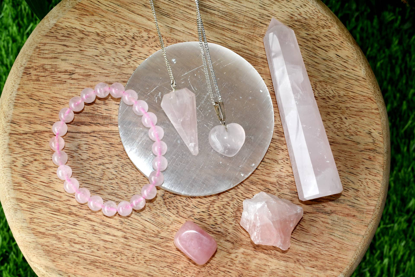 Rose Quartz Crystal Gift Set For Emotional Support and Protection, Real Polished Gemstones.